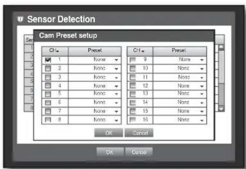 Sensor Detection Cam Preset setup Set 1 2 3 4 5 6 7 8 9 None None None None None None None None None None None None None None None None None None None None None None None None None None None None None None None None None None None None None None None None None None None None None None None None None None OK Cancel OK Cancel