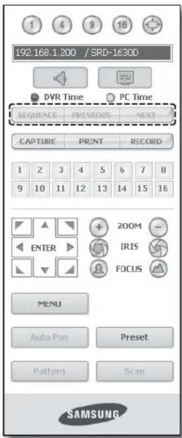 192.168.1.200 / SRD-1630D DVTR Time PC Time SEQUENCE PREVIOUS NEXT CAPTURE PRINT RECORD 1 2 3 4 5 6 7 8 9 10 11 12 13 14 15 16 ENTER + 200M - IRIS FOCUS MENU Auto Pan Preset Pattern Scan SAMSUNG