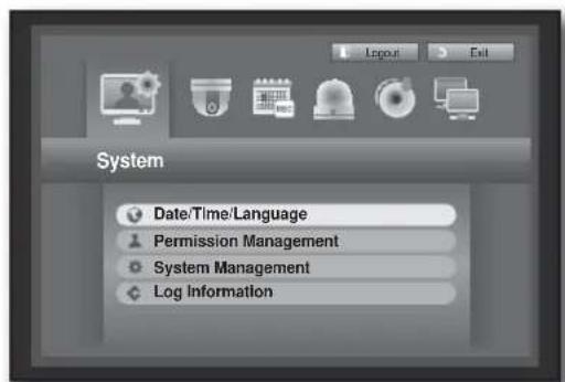 System Date/Time/Language Permission Management System Management Log Information