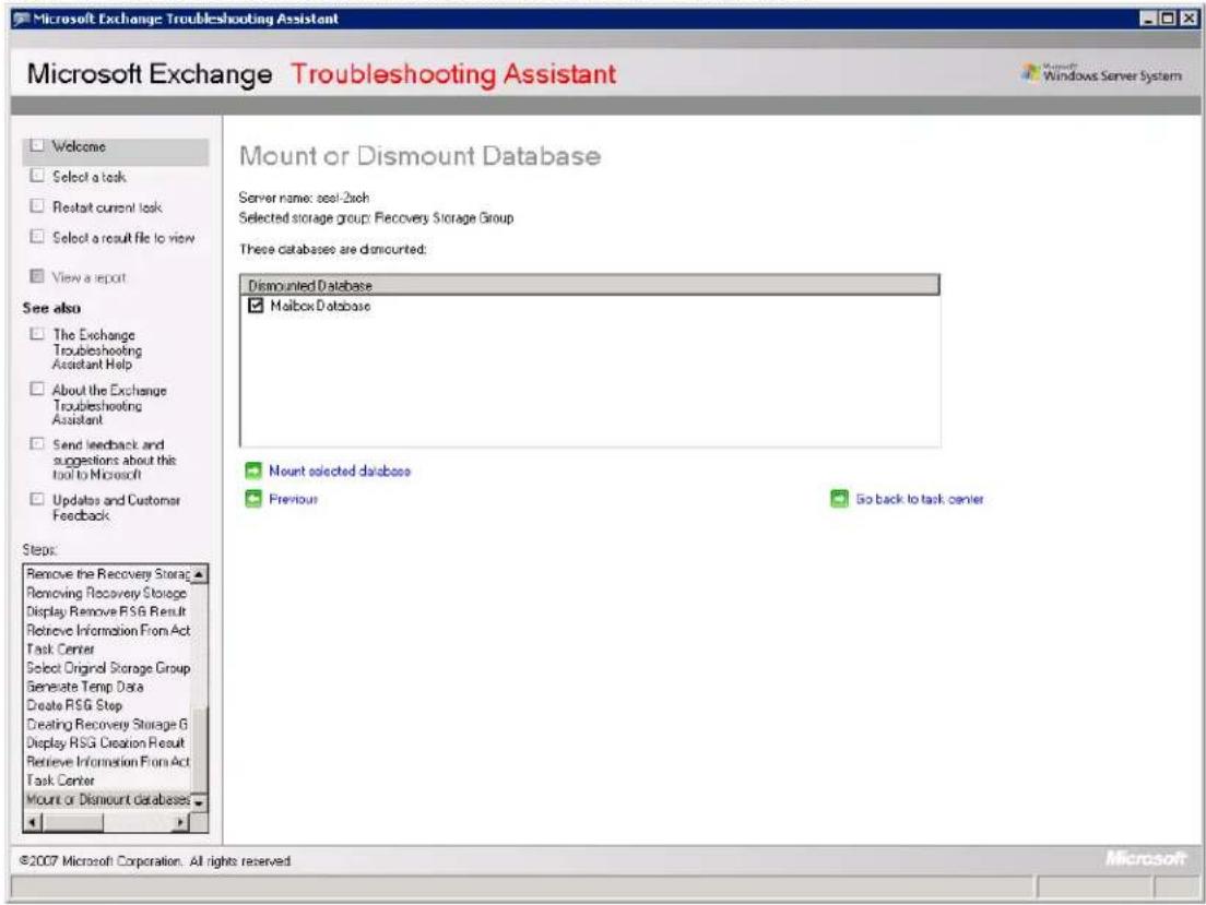 Barracuda Networks Backup Server 390 - The Databases page displays. Verify the Mailbox Database displays, and click Previous: - 5