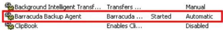 Background Intelligent Transf... Transfers ... Manual Barracuda Backup Agent Barracuda ... Started Automatic ClipBook Enables Cli... Disabled