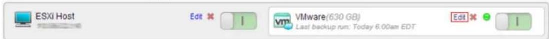 ESXi Host Edit ✗ VMware(630 GB) Last backup run: Today 6:00am EDT Edit ✗