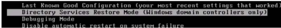 Last Known Good Configuration (your most recent settings that worked) Directory Services Restore Mode (Windows domain controllers only) Debugging Mode Disable automatic restart on system failure