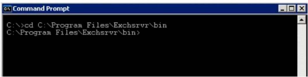 C:\>cd C:\Program Files\Exchsrvr\bin C:\Program Files\Exchsrvr\bin>