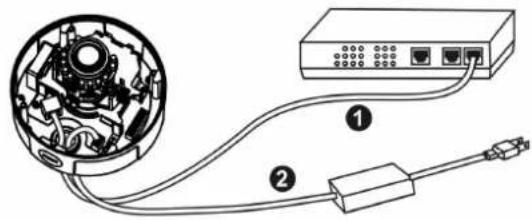 Diagram showing wiring connections between a device with labeled components and internal components