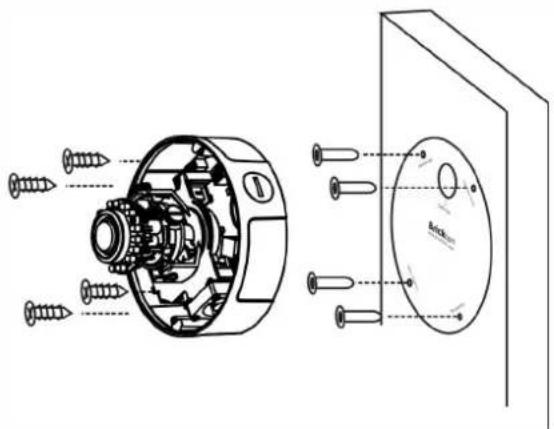 Technical diagram of a mechanical assembly showing internal components and screw fasteners (no text or labels)