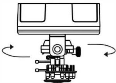 Diagram of a mechanical device with rotating arrows indicating motion (no text or symbols)
