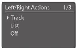 Left/Right Actions 1/3 ► Track List Off