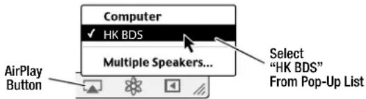 Computer ✓ HK BDS Multiple Speakers... AirPlay Button Select "HK BDS" From Pop-Up List