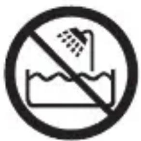 Prohibition sign showing a showerhead spraying water, with no text or symbols beyond the icon.