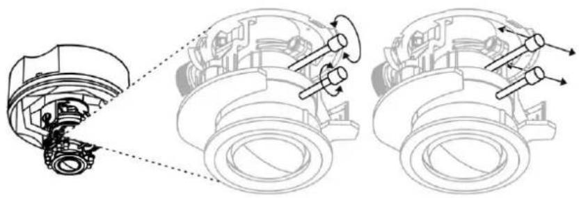 Technical line drawing of a mechanical assembly showing internal components and motion indicators (no text or symbols)