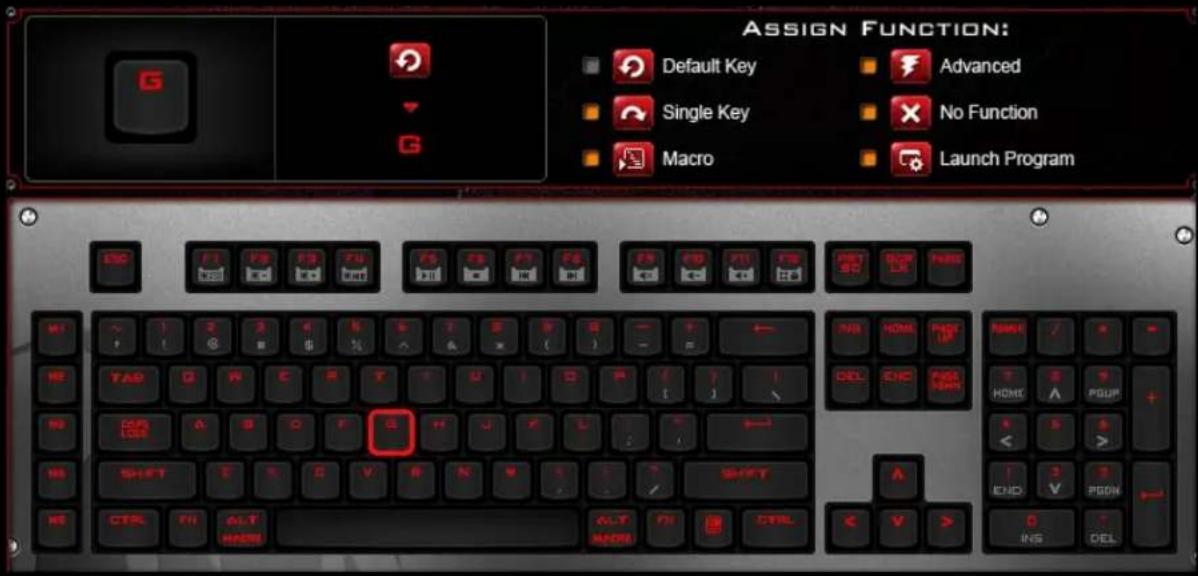 ASSIGN FUNCTION: Default Key Advanced Single Key No Function Macro Launch Program
