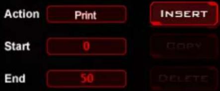 Action Print INSERT Start 0 COPY End 50 DELETE