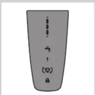 Diagram of a device with labeled buttons and icons, including a plus sign and a lock symbol