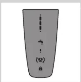 Diagram of a device control panel with labeled buttons and icons