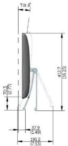 Tilt θ° 70.3 (2.77) 42.7 (16.25) 37.9 (1.49) 191.2 (7.53)
