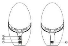 Technical diagram of a device with labeled parts, showing two views with numbered annotations.