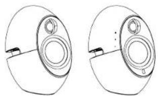 Two identical line drawings of a mechanical component with circular features and a small protrusion (no text or symbols)