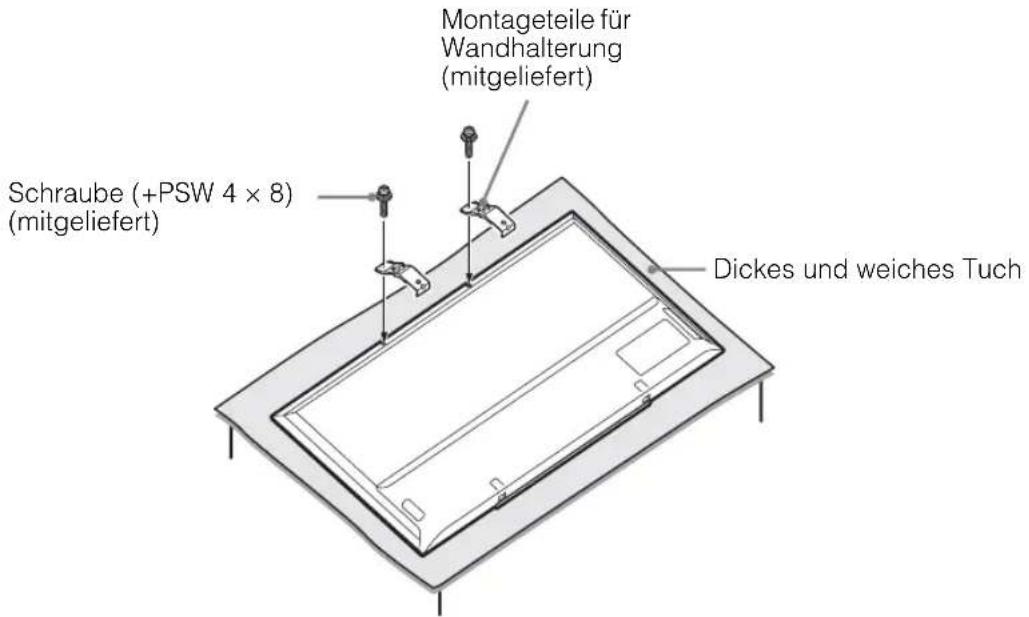 Montageteile für Wandhalterung (mitgeliefert) Schraube (+PSW 4 × 8) (mitgeliefert) Dickes und weiches Tuch