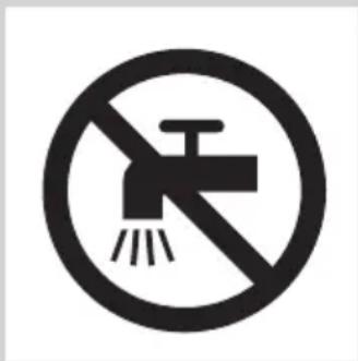 Prohibition sign with a faucet and diagonal line, no text or symbols present.