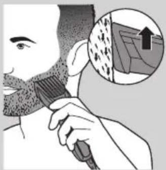 Illustration of a person brushing a beaded mouth with a magnified inset showing texture and hair (no text or symbols).