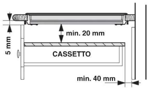 5 mm min. 20 mm CASSETTO min. 40 mm