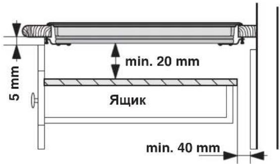 5 mm min. 20 mm Ящик min. 40 mm