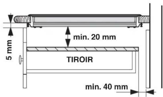 5 mm min. 20 mm TIROIR min. 40 mm