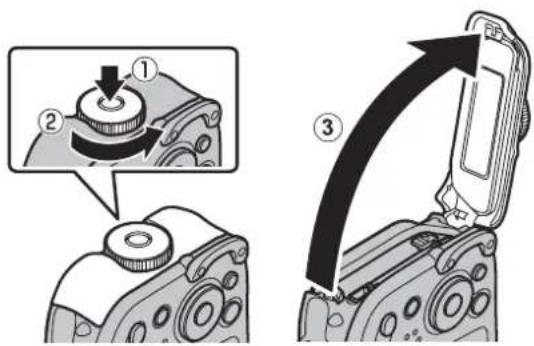 Diagram illustrating the step-by-step assembly of a mechanical component, showing disassembly from a circular component to a device with an arrow indicating the process.
