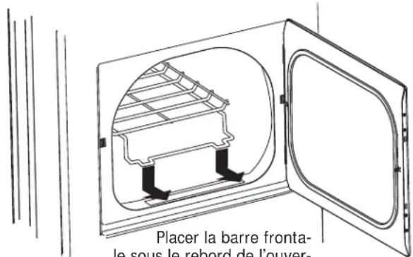 Placer la barre fronta- le sous le rebord de l'ouver-