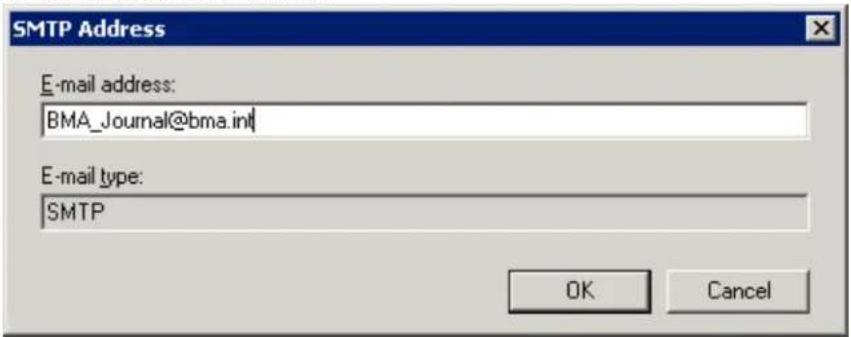 SMTP Address E-mail address: BMA_Journal@bma.int E-mail type: SMTP OK Cancel