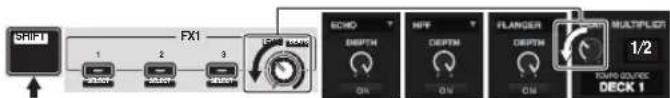 PIONEER DDJ-SB-S - Operate the effect level control while pressing the [SHIFT] button to adjust the effect time. - 2