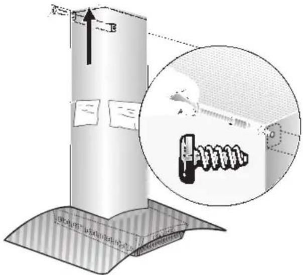 Diagram illustrating a safety or hazard detection mechanism with labeled components and a magnified inset showing warning symbols.
