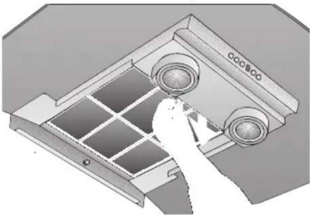 BOSCH DKE995E - Desmontar el filtro de carbón activo: - 1