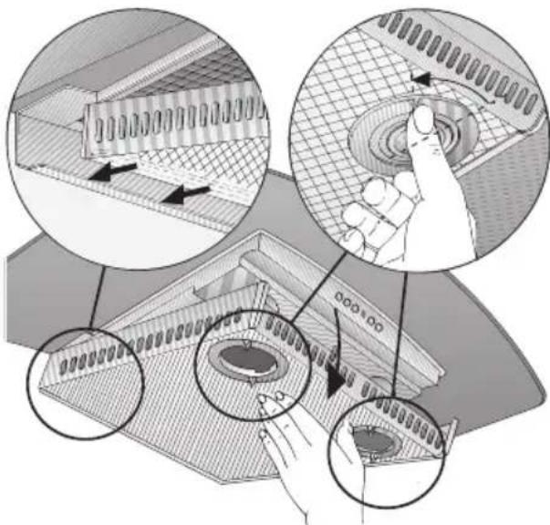 Technical diagram illustrating door handle installation steps with magnified views of structural components