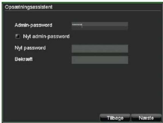 Opsætningsassistent Admin-password ***** Nyt admin-password Nyl password Bekræft Tilbage Næste