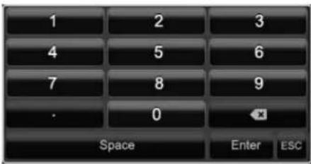 1 2 3 4 5 6 7 8 9 . 0 Space Enter ESC