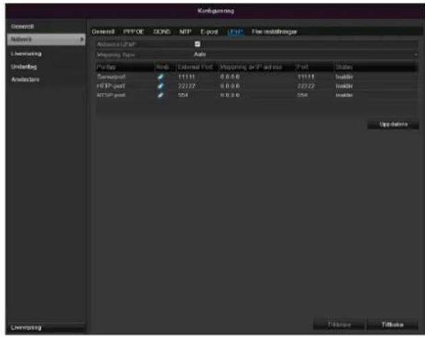 Kontograming General Network Live registration Underlog Anodecare General PPF0E DCNG NTP E-port PHP File installings Access URL: Options Type: Auto Porter Rep. External Port Importing at IP address Port Status Turnout 11111 0.0.0.0 11111 In Belize HTTP port 22222 0.0.0.0 22222 In Belize HTTP port 304 0.0.0.0 304 In Belize Up/Datera Live registration Til/Scape Til/Scape