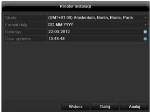 Kreator instalacji Strela (GMT+01:00) Amsterdam, Berlin, Rome, Paris Format daty DD-MM-YYYY Data sys 22-03-2012 Czas systemu 13:48:48 Wstocz Daloj Anuluj