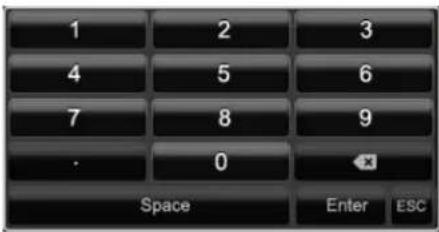 1 2 3 4 5 6 7 8 9 . 0 Space Enter ESC