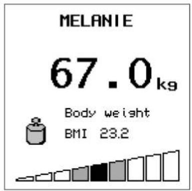 MELANIE 67.0kg Body weight BMI 23.2