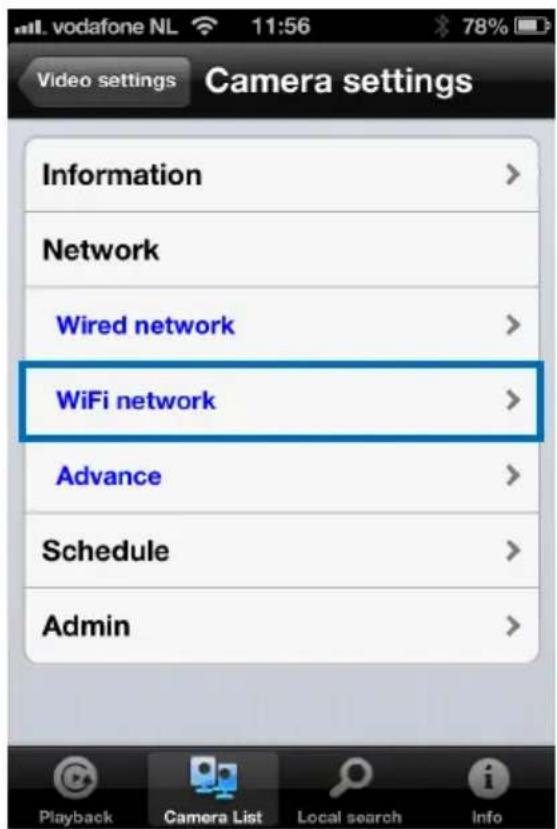 Camera settings WiFi network Wi-Fi Activez pour utiliser la fonction Wi-Fi iPod 12:07 Camera sett... WiFi network Refresh Wi-Fi ON Choose a network... ✓ Eminent Test 1 Other... Sélectionnez le réseau Wi-Fi auquel vous voulez vous connecter. Si nécessaire, saisissez la clé de cryptage du réseau Wi-Fi