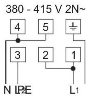 380 - 415 V 2N~ 4 5 + 3 2 1 N L2E L1