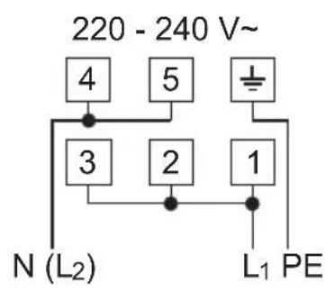 220 - 240 V~ 4 5 ± 3 2 1 N (L₂) L₁ PE