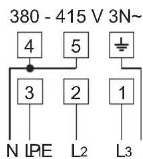 380 - 415 V 3N~ 4 5 + 3 2 1 N LPE L2 L3