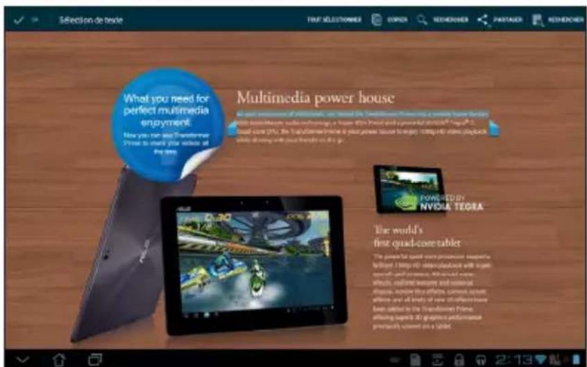 ASUS Transformer Pad TF300TG - Saisie, insertion, sélection et copie de texte - 4