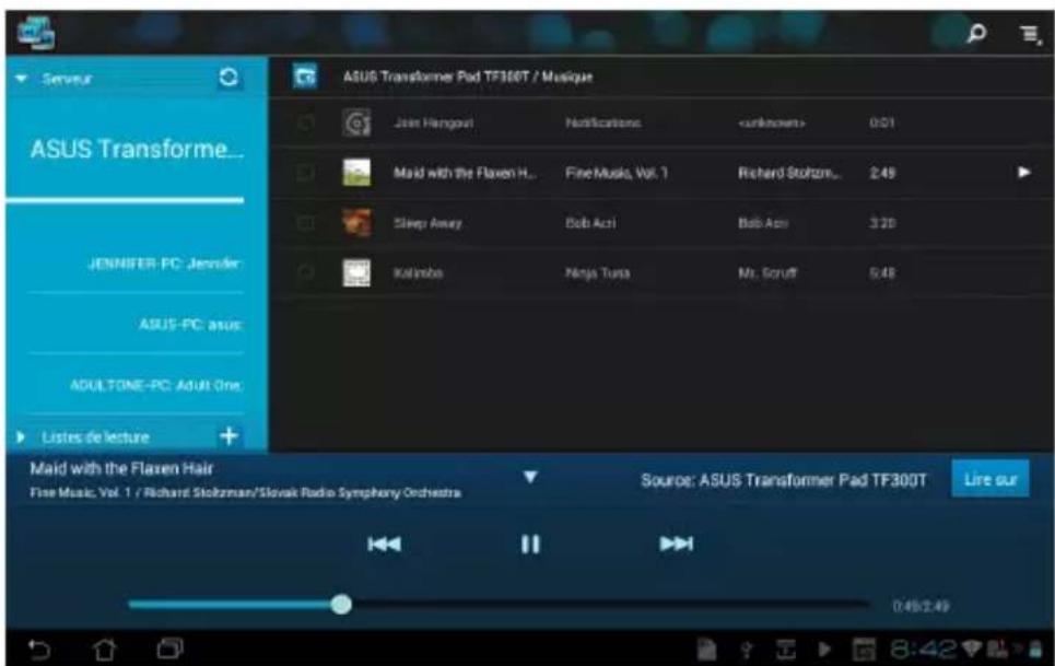 ASUS Transformer Pad TF300T / Musique Join Hangout Notifications 0:01 Maid with the Flaven H... Fine Music, Vol. 7 Richard Stoltzma... 2.49 Sleep Away Bob Aci Bob Asy 3.20 Kalimba Ninja Tuss Ms. Scruff 5.48 Maid with the Flaven Hair Fine Music, Vol. 1 / Richard Stoltzman/Slovak Radio Symphony Orchestra Source: ASUS Transformer Pad TF300T Live our 0:46:2:49