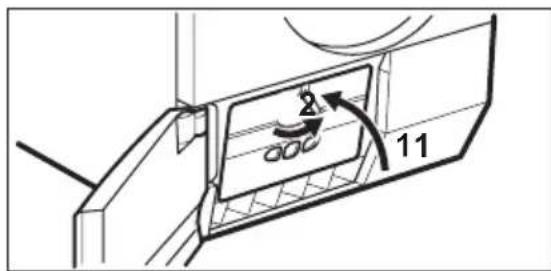 Technical diagram showing a mechanical component with labeled parts and directional arrows indicating motion or movement.