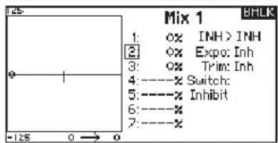 Mix 1 1: 0% INH > INH 2: 0% Export: Inh 3: 0% Trim: Inh 4: ----% Switch: 5: ----% Inhibit 6: ----% 7: ----%