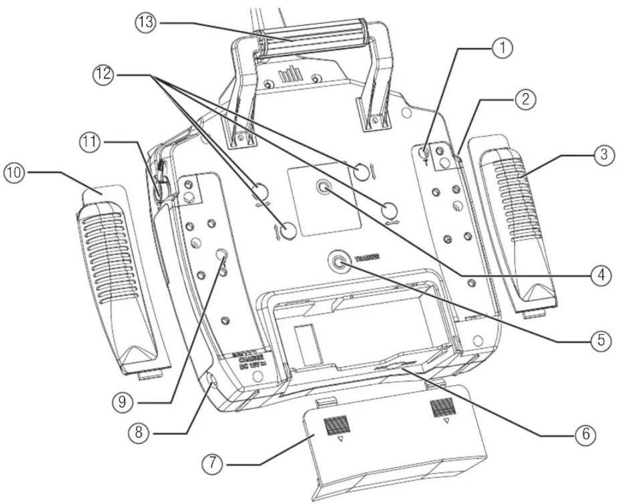 Technical diagram of a device with numbered components for identification and assembly reference.